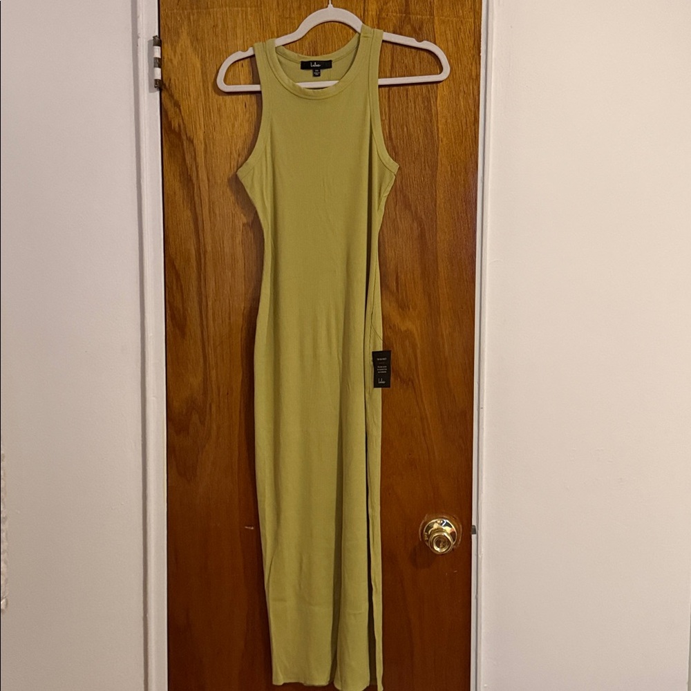Lulu's Light Olive Ribbed Tank Dress